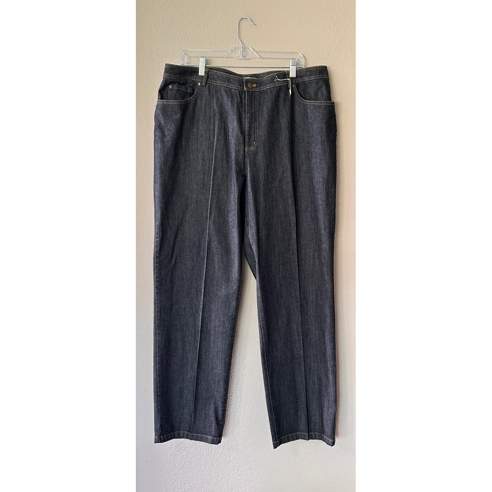 Ellen Tracy Womens Dark Wash Straight Leg Denim Trousers Jeans Size 18 Indigo